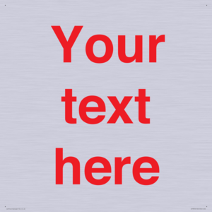 Custom blank information sign. Red text, plain background